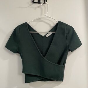 Aritzia Babaton Green Cross Wrap Sculptknit Top | Size S